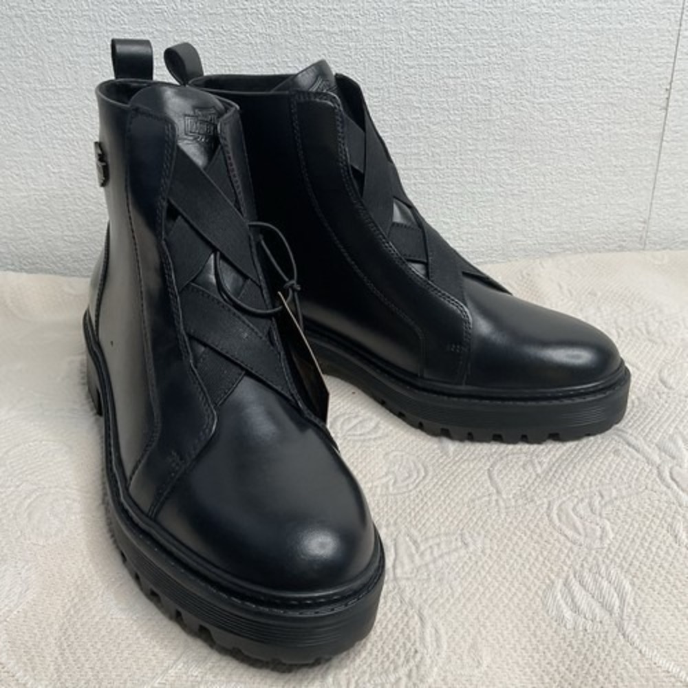 NWOB Harley-Davidson Carney-Elastic Black Slip-On Ankle Boots Women 9M India‎